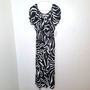 Elegant Zebra Pattern Maxi Dress